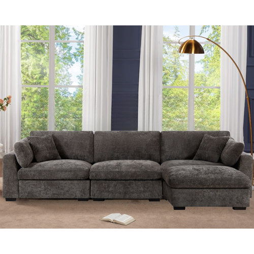 Latitude Run® Modern Wide Sofa Modular Couches & Reversible Ottoman